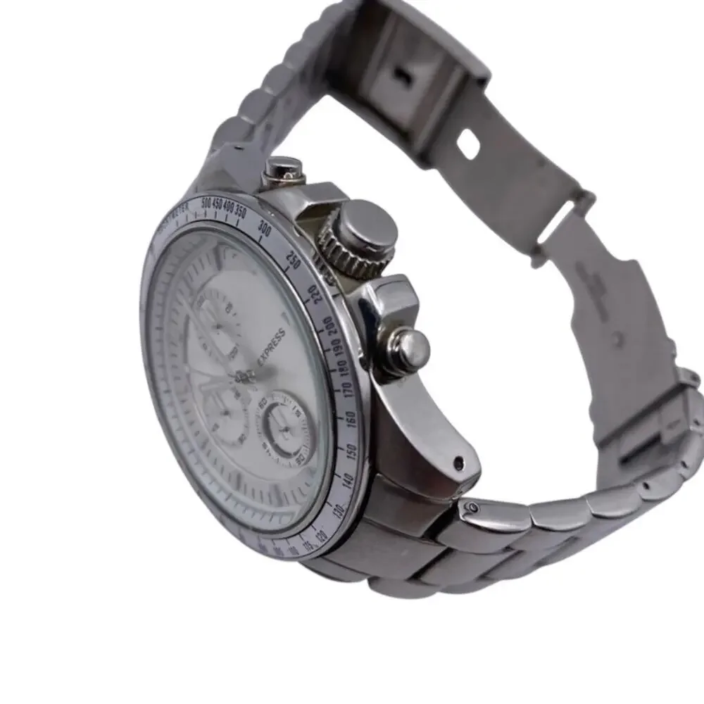 Express Men’s Chronograph Stainless Steel Watch – Silver Tone, Classic